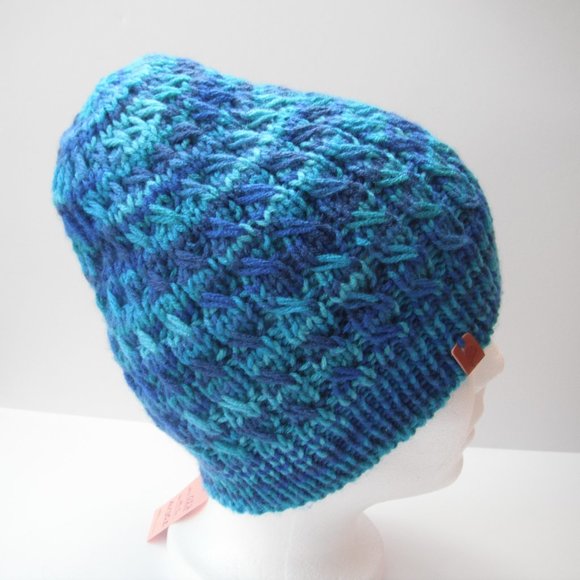 Hand Knitted Hat Toque Adult Size - L-M Acrylic Blue - 027 Hand knit by me - Picture 1 of 8